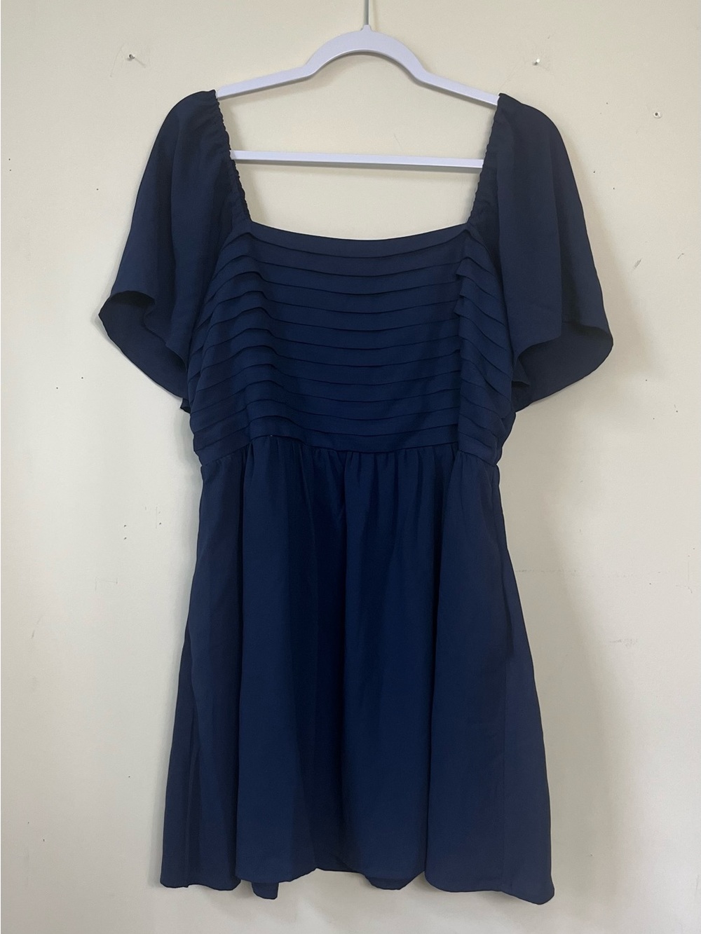 LC Lauren Conrad Deep Navy Smocked Square Neck Top